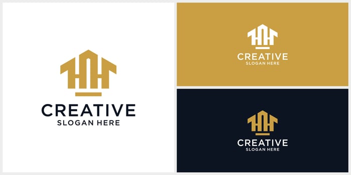 Creative monogram home building logo design template, Letter h vector