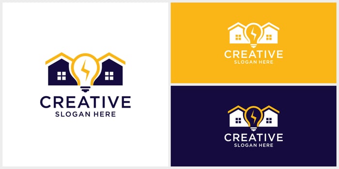 Creative light bulb home building logo design template vector