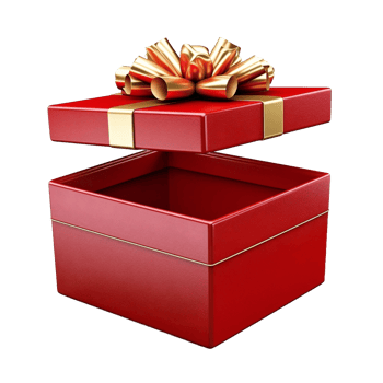AI generated open red gift box with golden bow on transparent background png
