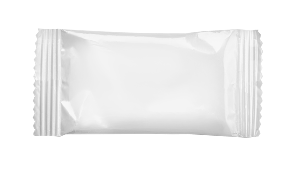 Top view of an empty plastic snack bag png