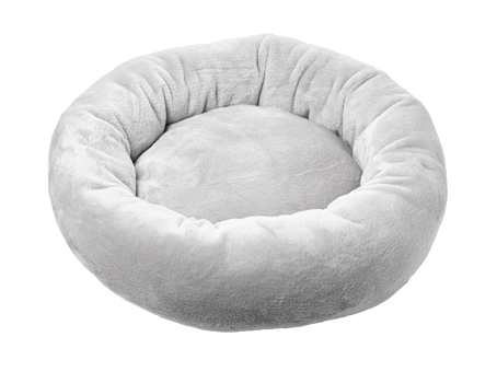 Grey soft round plush pet bed png
