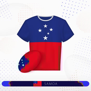 Samoa rugby jersey with rugby ball of Samoa on abstract sport background. vector