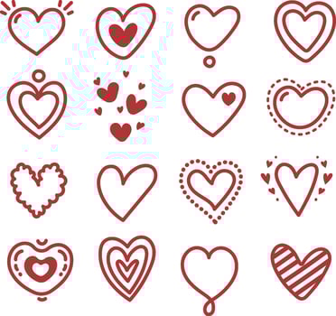 Set Hearts Shapes Icons Illustration. vector