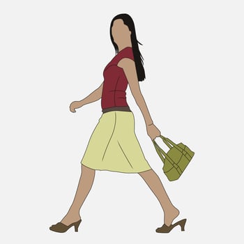 woman holding purse illustration line art vector