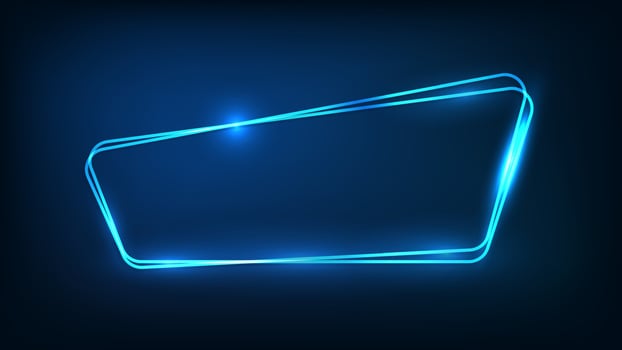 Neon double frame with shining effects vector