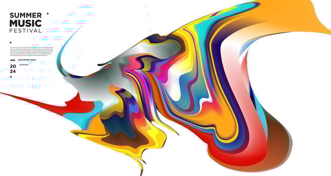 Colorful Abstract Fluid Electronic Summer Music Festival Vector Banner