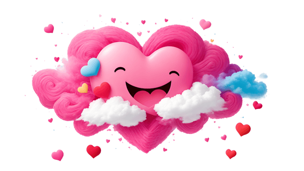 AI generated Valentine's Day heart with clouds and hearts on transparent background png