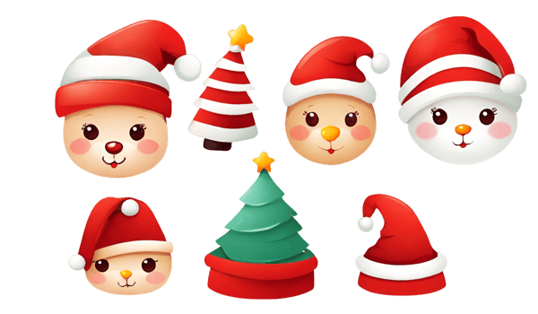AI generated christmas hat clipart set png