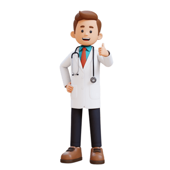 3D Doctor Character Giving Thumbs Up Pose. Suitable for Medical content png