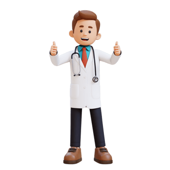 3D Doctor Character Giving Thumbs Up Pose. Suitable for Medical content png