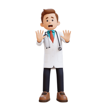 3D Doctor Character Fear and Denial Poses. Suitable for Medical content png