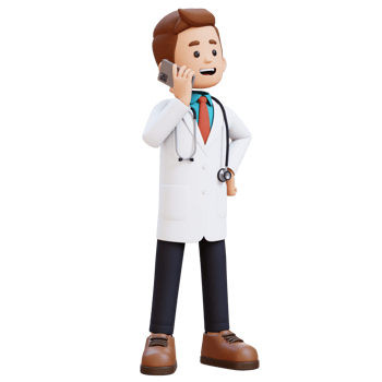 3D Doctor Character Talking on phone call. Suitable for Medical content png