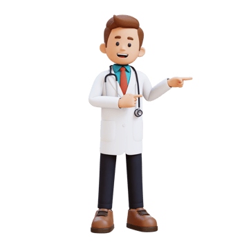 3D Doctor Character Pointing to the Left Pose. Suitable for Medical content png