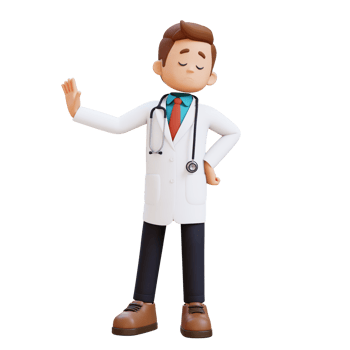3D Doctor Character in Stop Refusal Pose. Suitable for Medical content png