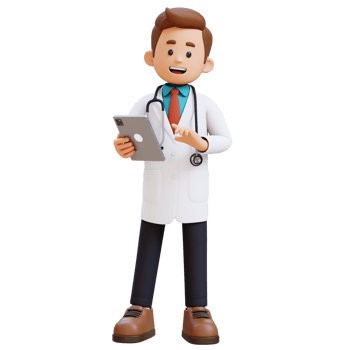 3D Doctor Character Holding a Tablet. Suitable for Medical content png