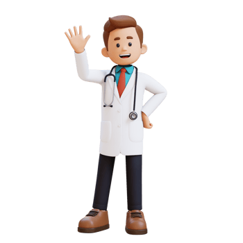 3D Doctor Character Waving Hand Pose. Suitable for Medical content png