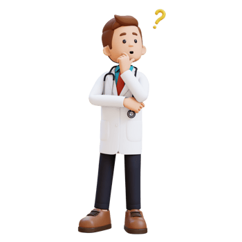 3D Doctor Character Confused and Thinking Pose. Suitable for Medical content png