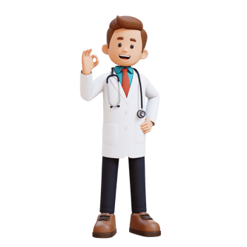 3D Doctor Character with OK Sign Hand Pose. Suitable for Medical content png