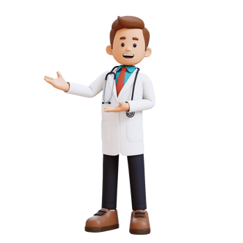 3D Doctor Character Presenting to the Right Pose. Suitable for Medical content png