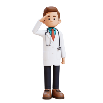 3D Doctor Character in Salute Pose. Suitable for Medical content png