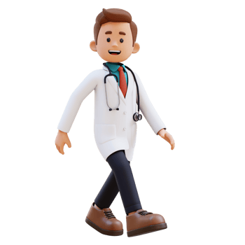 3D Doctor Character Walking with Confident. Suitable for Medical content png