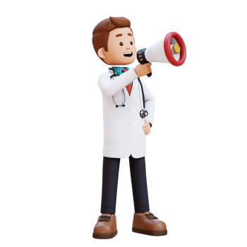 3D Doctor Character shouting with Megaphone. Suitable for Medical content png