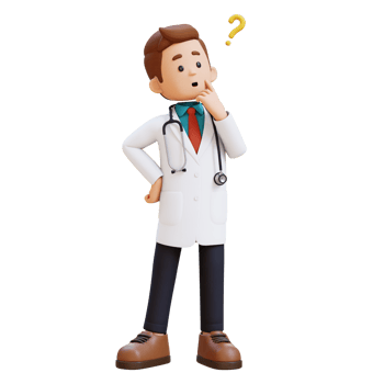 3D Doctor Character Confused and Thinking Pose. Suitable for Medical content png