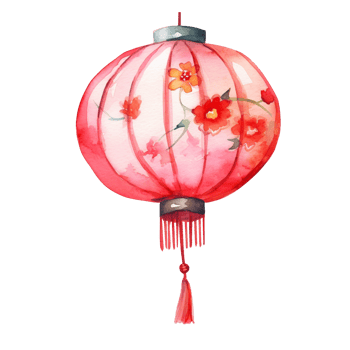 AI generated Chinese lantern clipart watercolor .AI Generate png