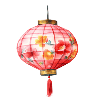 AI generated Chinese lantern clipart watercolor .AI Generate png