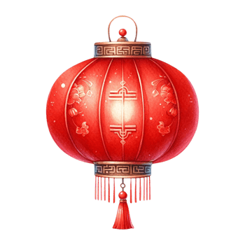 AI generated Chinese lantern clipart watercolor .AI Generate png