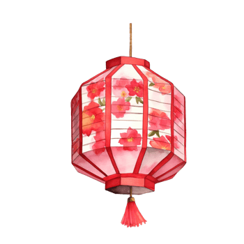 AI generated Chinese lantern clipart watercolor .AI Generate png