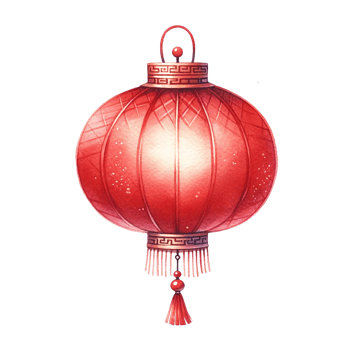 AI generated Chinese lantern clipart watercolor .AI Generate png
