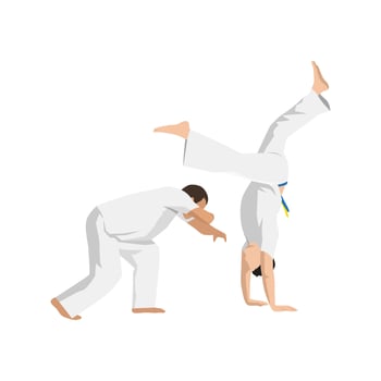 People fighting in Capoeira. Brazilian martial arts. Combat sport. vector
