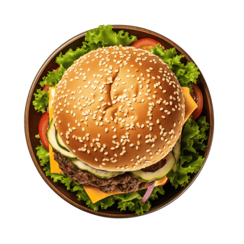 AI generated Hamburger with beef  cheese and vegetables on a transparent background png