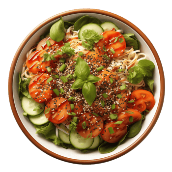 AI generated Bowl of tasty pasta with vegetables on transparent background png