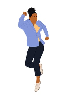 Happy Black business woman on white. vector