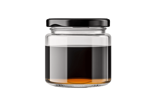 AI generated a glass jar with black liquid on a transparent background png