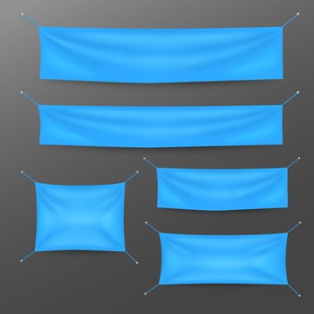 Blue Textile Banners with Folds Template Set. Suitable For Advertising, Party Banner, and Other, Vector Illustration
