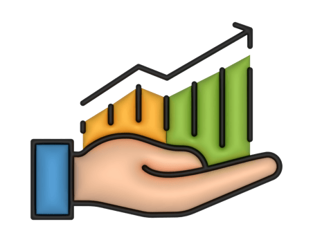 a 3d Financial Graph on a transparent background png
