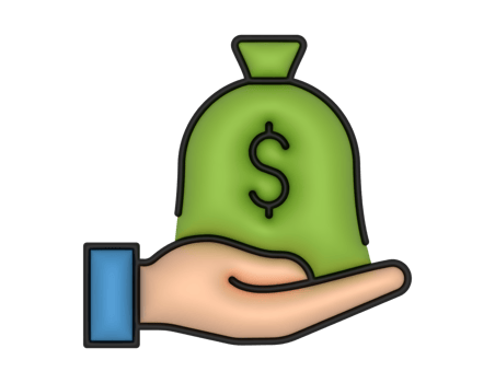 a 3d Money Bag And Hand on a transparent background png