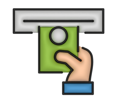 a 3d Withdraw Cash Money And Hand on a transparent background png