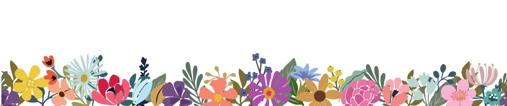 Floral border colorful abstract art flowers vector