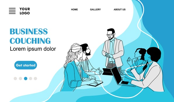 Business couching concept landing page art. vector