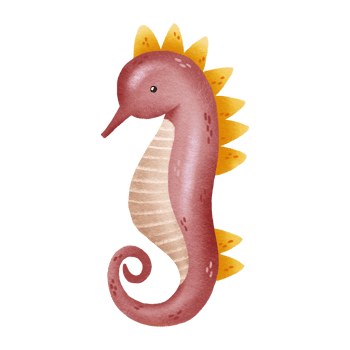 Hand drawn illustration of a pink seahorse. Character from the underwater world. Marine and freshwater fish. Cute baby illustration on isolated background png