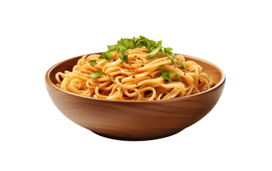 AI generated Delectable Bowl of Noodles from Above on Transparent background png