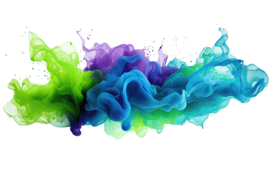 AI generated Blue Green Paint Splashes on Transparent background png