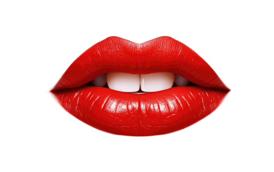 AI generated Full Red Lips on Transparent background png