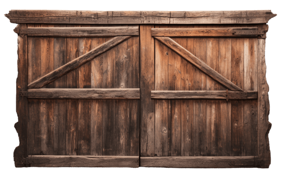 AI generated Old Wooden Barn Door A Rustic Transformation on Transparent background png