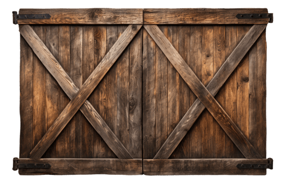 AI generated Aged Wooden Barn Door on Transparent background png