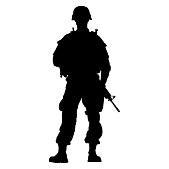 AI generated Silhouette Army Man Soldier full body black color png